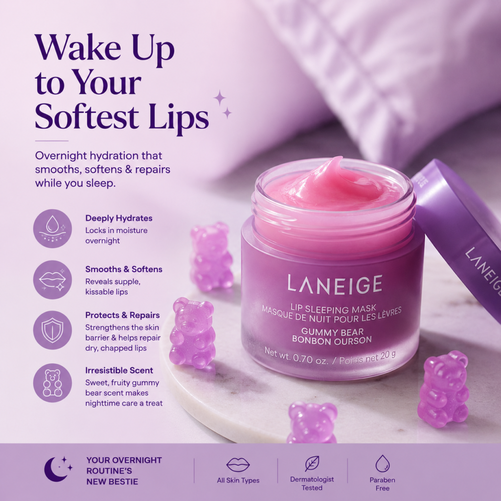 Transform Your Nighttime Lip Care Routine with the Laneige Lip Sleeping Mask in Gummy Bear chatgpt image may 19, 2026, 12 38 38 pm